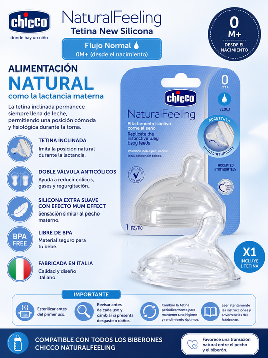 Chicco Tetina Natural Feeling Silicona Flujo Normal x1 0M+ 81011-10
