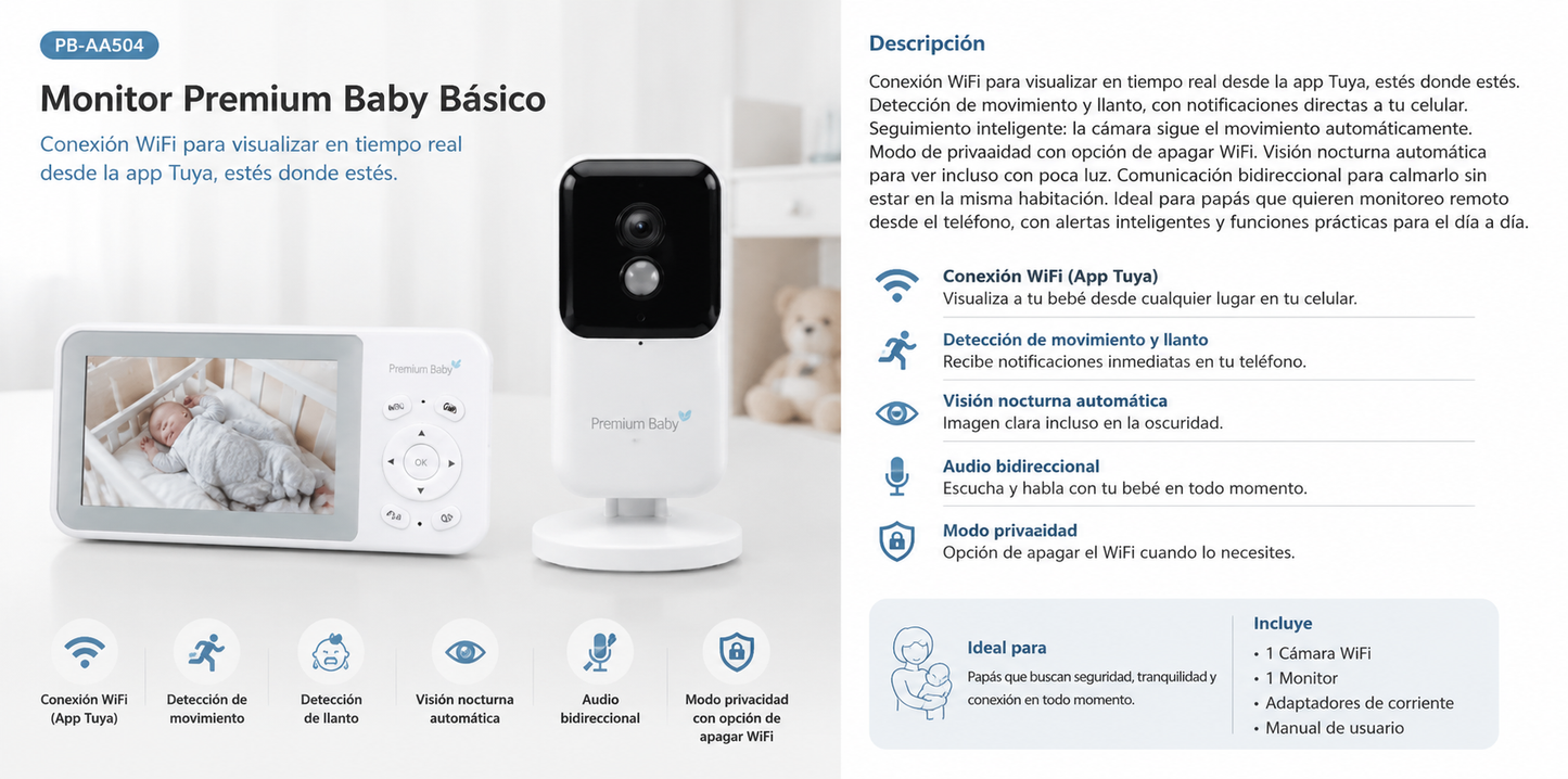 Premium Baby Monitor Básico WiFi – PB-AA504 - 482745