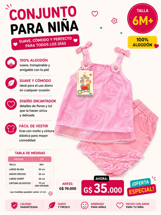 Ropa Infantil ✨ Conjunto Para Niña 100% Algodón 🩷