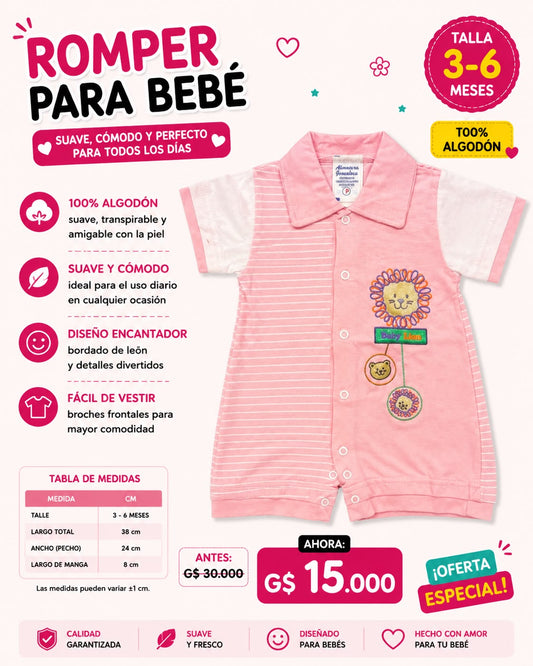 Ropa Infantil ✨ Romper Para Bebé 100% Algodón 🩷