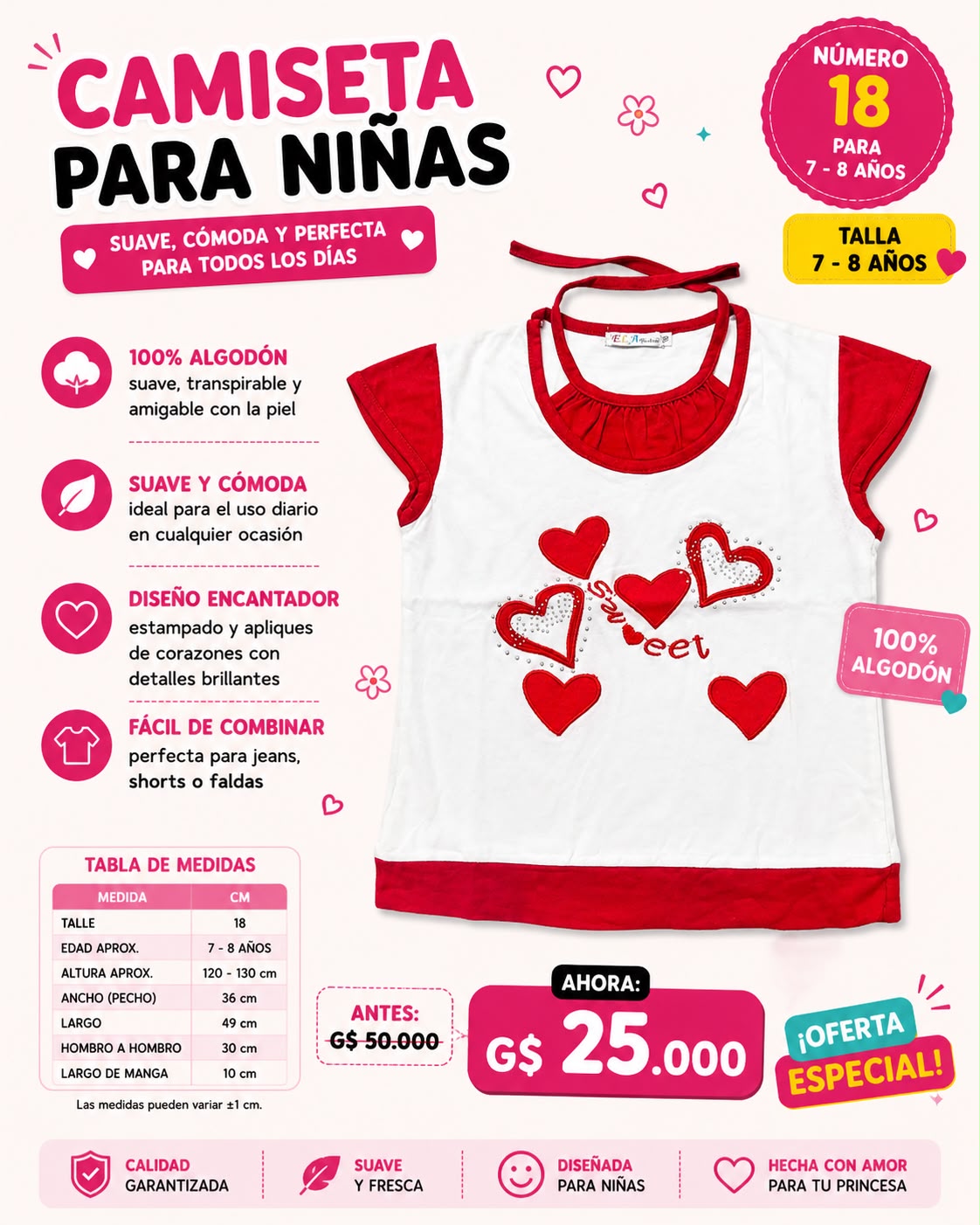 Ropa Infantil ✨ Camiseta Para Niñas 100% Algodón ❤️