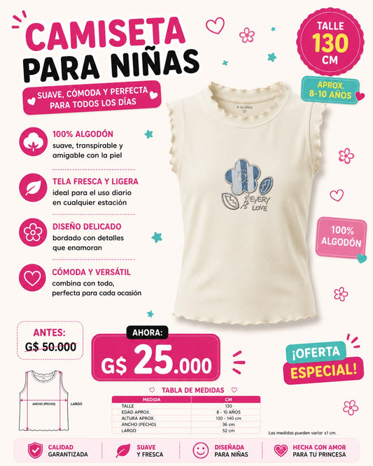 Ropa Infantil ✨ Camiseta Para Niñas 100% Algodón