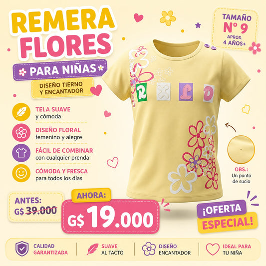 Ropa Infantil ✨ Remera Flores Para Niñas – Diseño Tierno & Encantador