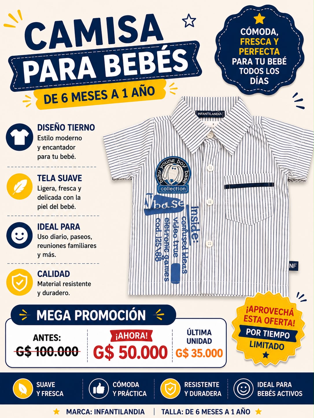 Ropa Infantil ✨ Camisa Para Bebés Infantilandia 👶💙