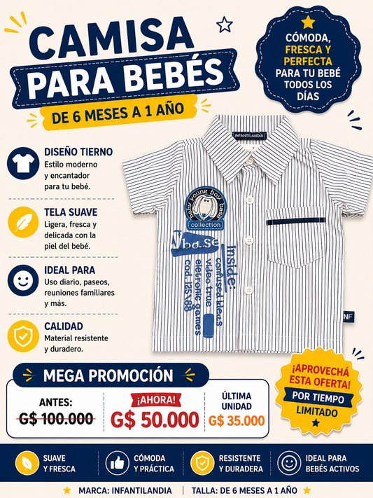 Ropa Infantil ✨ Camisa Para Bebés Infantilandia 👶💙