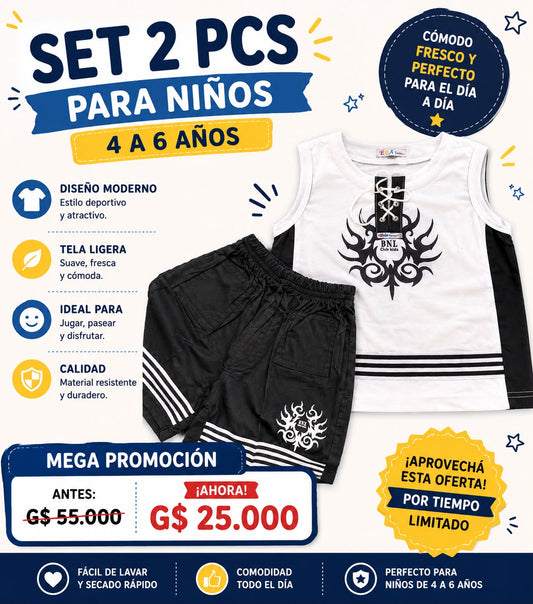 Ropa Infantil ✨ Set Infantil De 2 Piezas Para Niño 👦🖤
