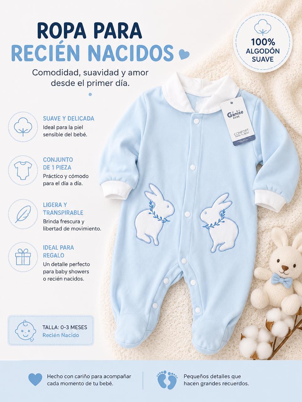 Ropa Infantil ✨ Ropa Para Recién Nacidos – Enterizo De Algodón   👶💙