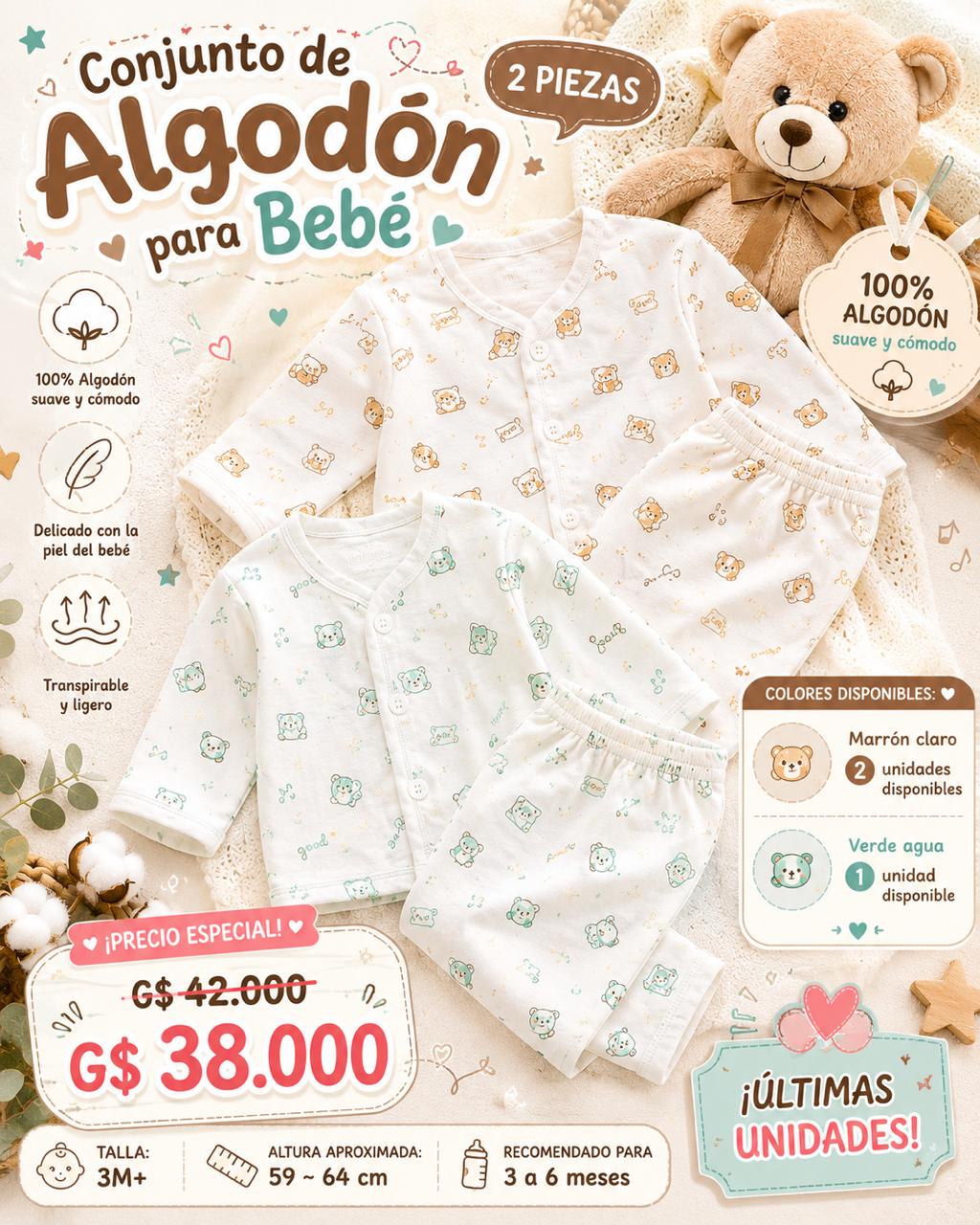 Ropa Infantil ✨ Conjunto De Algodón Para Bebé – 2 Piezas 👶🤍
