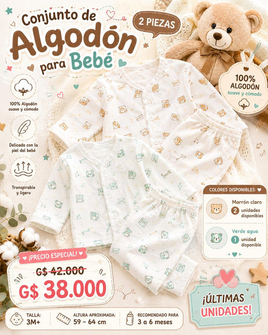 Ropa Infantil ✨ Conjunto De Algodón Para Bebé – 2 Piezas 👶🤍