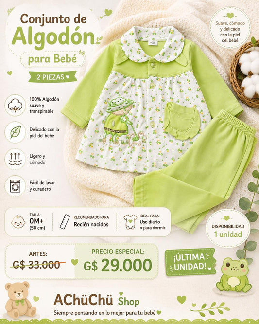 Ropa Infantil ✨ Conjunto De Algodón Para Bebé – 2 Piezas 👶💚