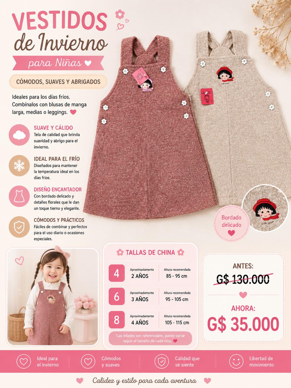 Ropa Infantil ✨ Vestido De Invierno Para Niñas ❄️👧