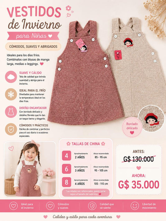 Ropa Infantil ✨ Vestido De Invierno Para Niñas ❄️👧