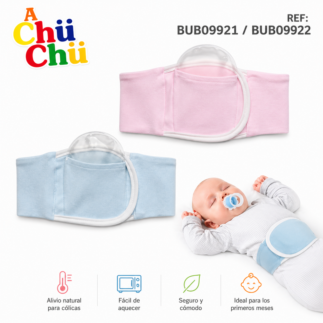 BUBA Cinta Térmica para Cólicos Rosa BUB09921 / Celeste BUB09922