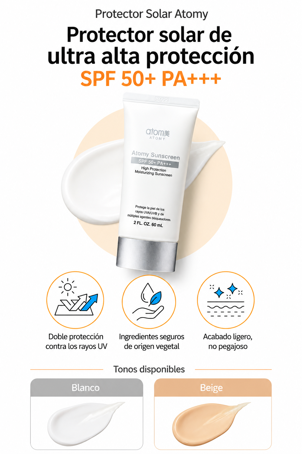 Atomy Protector Solar ✨
Cosmético funcional con protección contra los rayos UV    Todo tipo de piel ✨