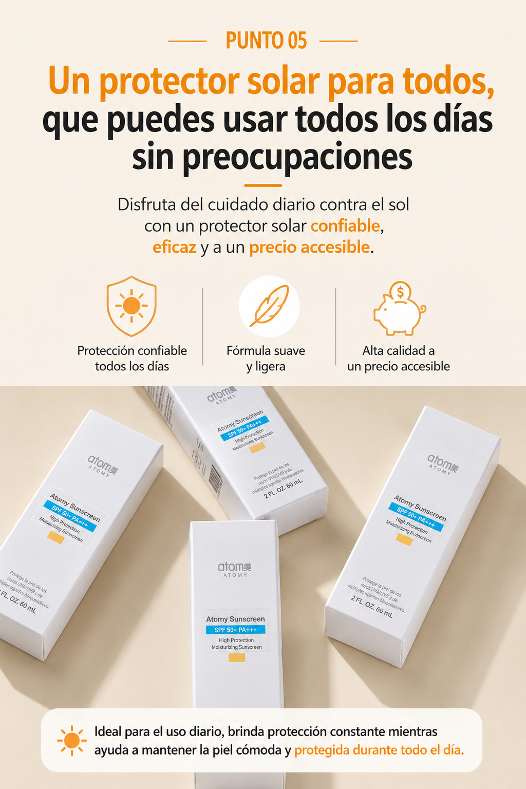 Atomy Protector Solar ✨
Cosmético funcional con protección contra los rayos UV    Todo tipo de piel ✨