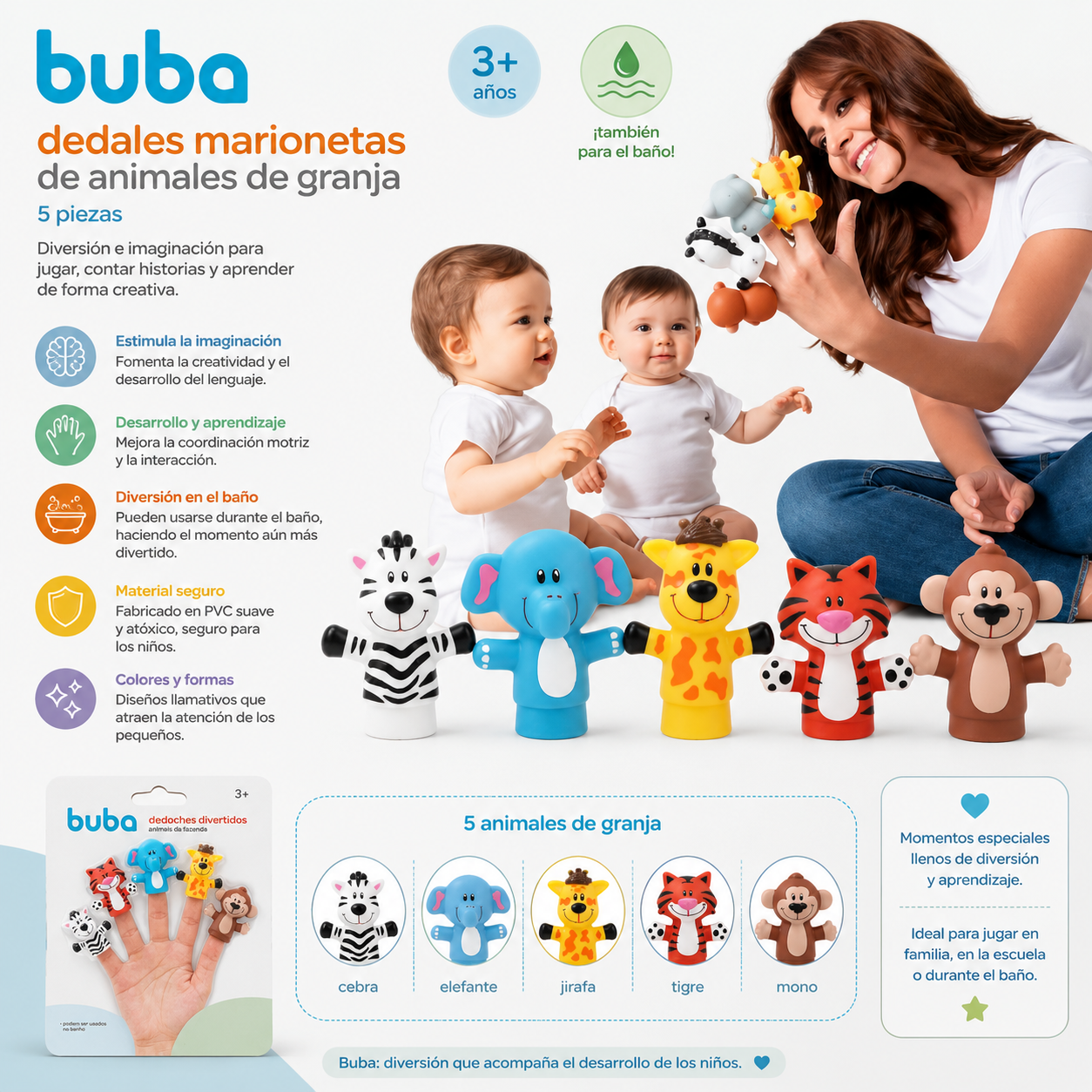 Buba Dedales Marionetas de Animales de Granja – 5 Piezas BUB7284