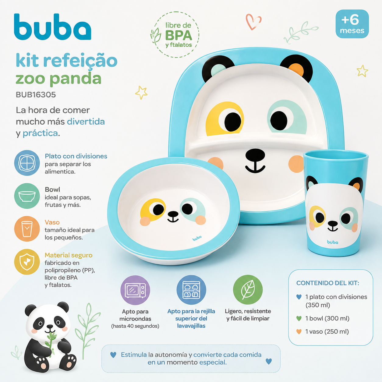 Buba Kit de Alimentación x3 Zoo Panda – BUB16305 💚