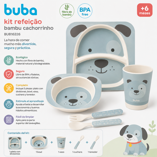 Buba Kit de Alimentación de Bambú Perrito x5 pcs – BUB16226 🐶💚