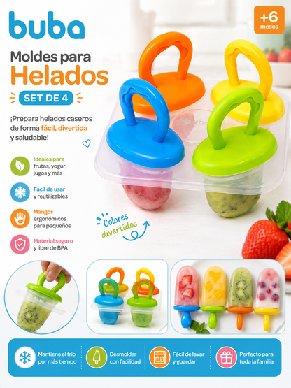 Buba Set de 4 Moldes para Helados Paleta BUB16288 - 762883💚