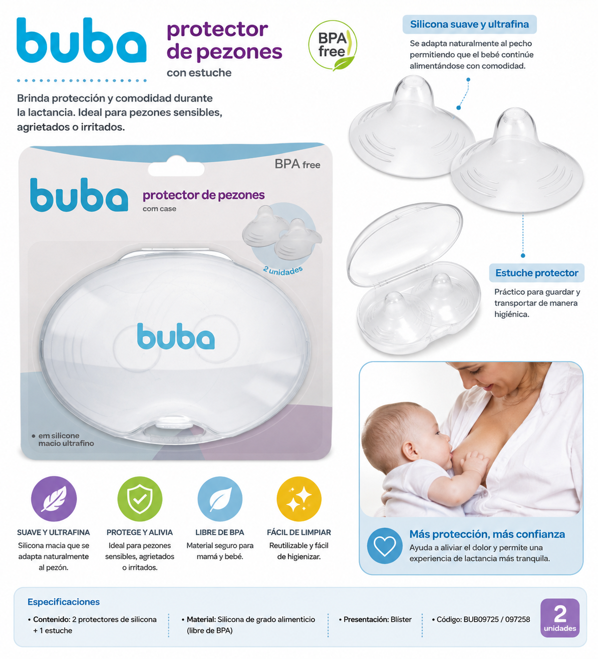 Buba Protector de Pezones de Silicona con Estuche – BUB09725💚