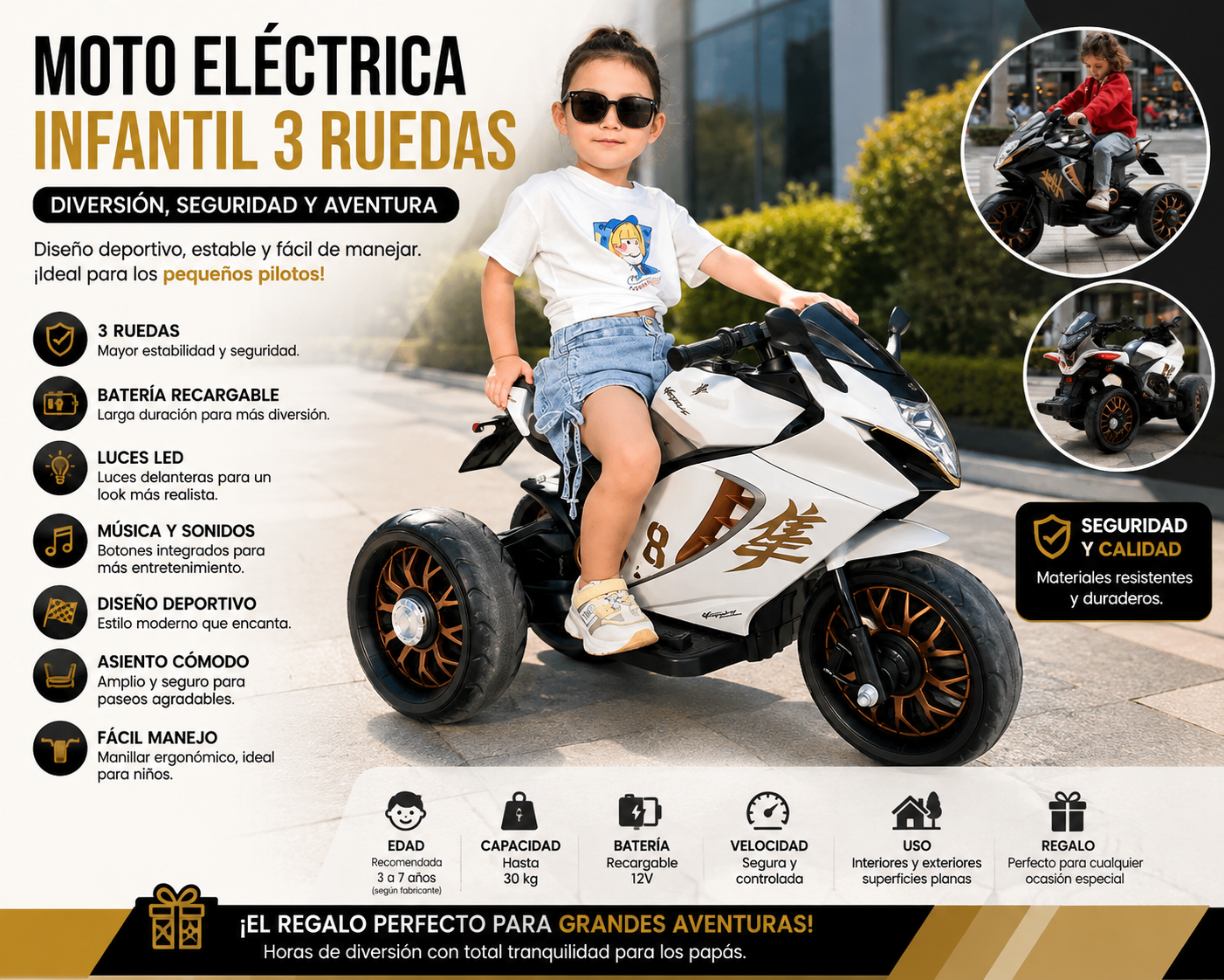Moto Eléctrica Infantil de 3 Ruedas – Estilo Deportivo ✨
¡Diversión, seguridad y diseño en un solo vehículo! La moto eléctrica infantil de 3 ruedas ofrece una experiencia emocionante para los pequeños, con un moderno estilo deportivo y mayor estabilidad💛