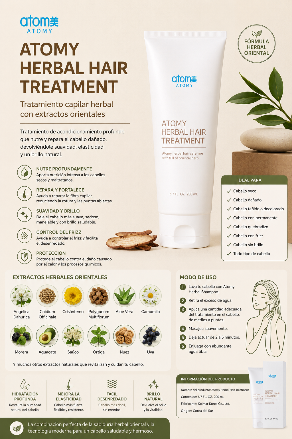 Atomy Herbal Hair Treatment 200mL – Tratamiento Herbal para el Cabello ✨
