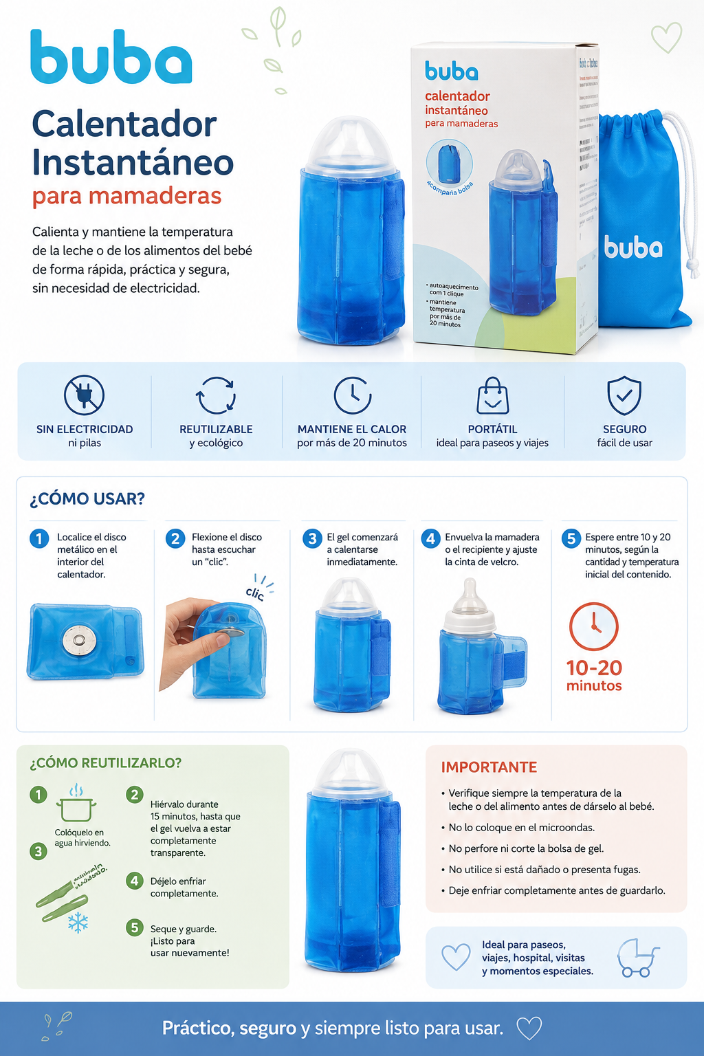 Buba Calentador Instantáneo para Mamaderas / Biberón