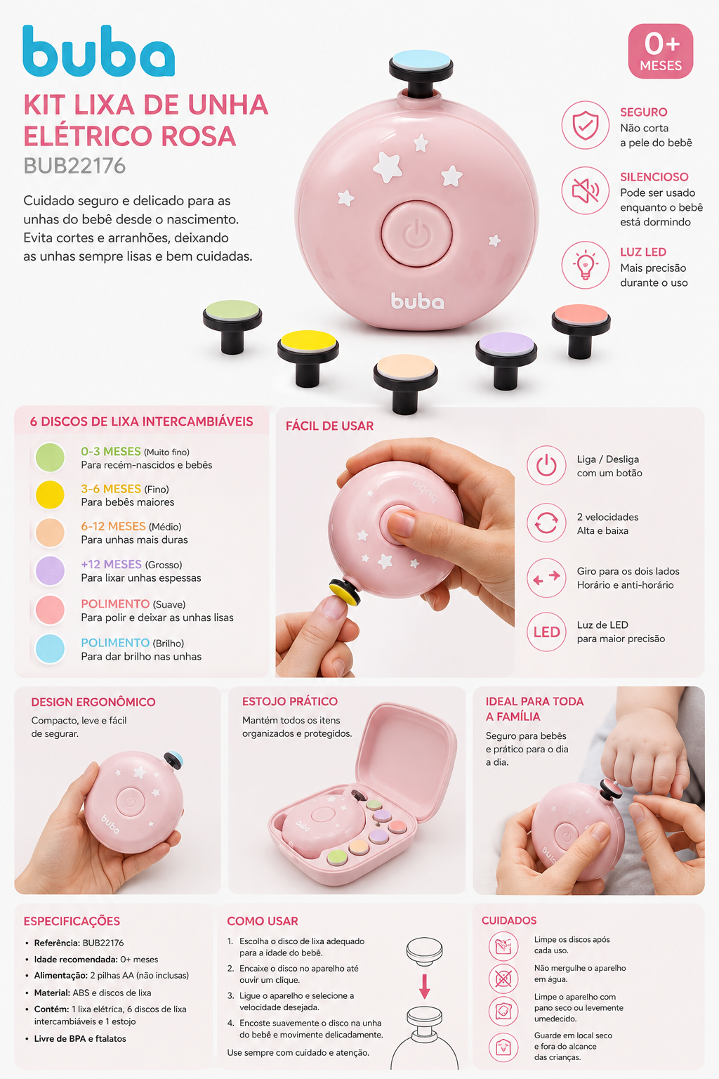 Buba Kit Lija de Uñas Eléctrico Rosa – BUB22176 🩷