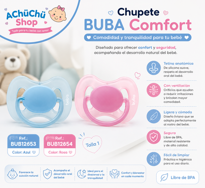 BUBA Chupete Comfort Osito Talla 1 Rosa BUB12656 🩷