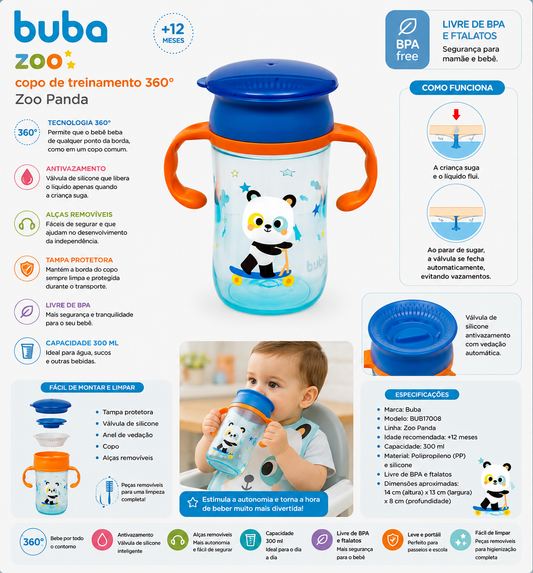 Buba Copo de Treinamento 360° Zoo Panda – BUB17008 🐼💙