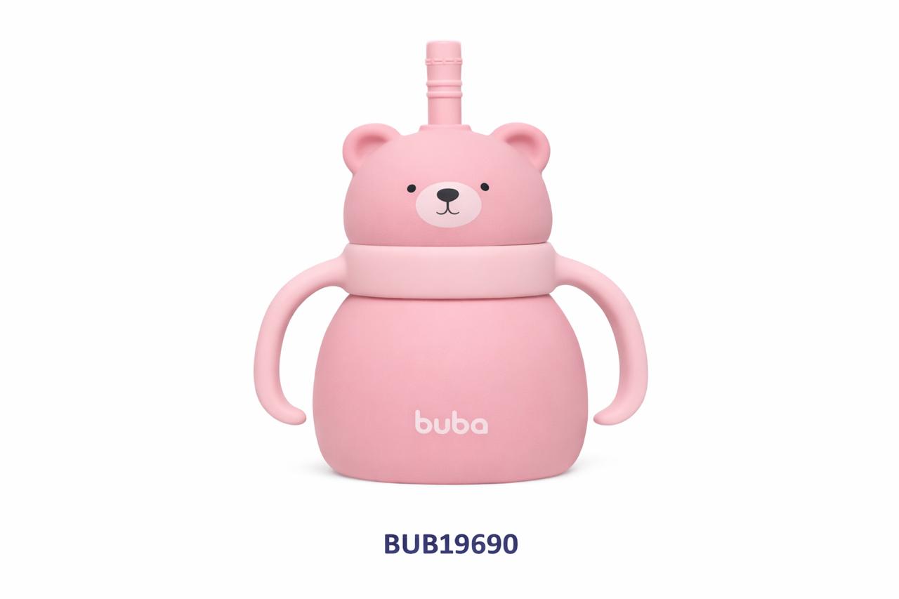Buba Vaso de Silicona con Pajita Osito Rosa 200 ml – 7 Meses+ BUB19690