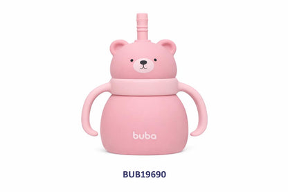 Buba Vaso de Silicona con Pajita Osito Rosa 200 ml – 7 Meses+ BUB19690