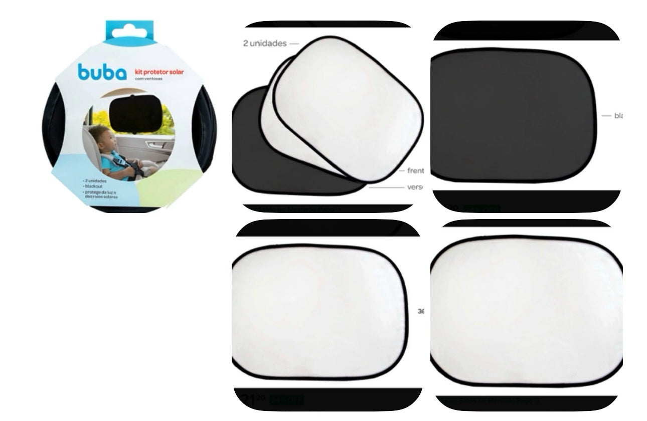 Buba Kit x2 Protectores Solares Blackout con Ventosas para Auto – BUB14461 💚