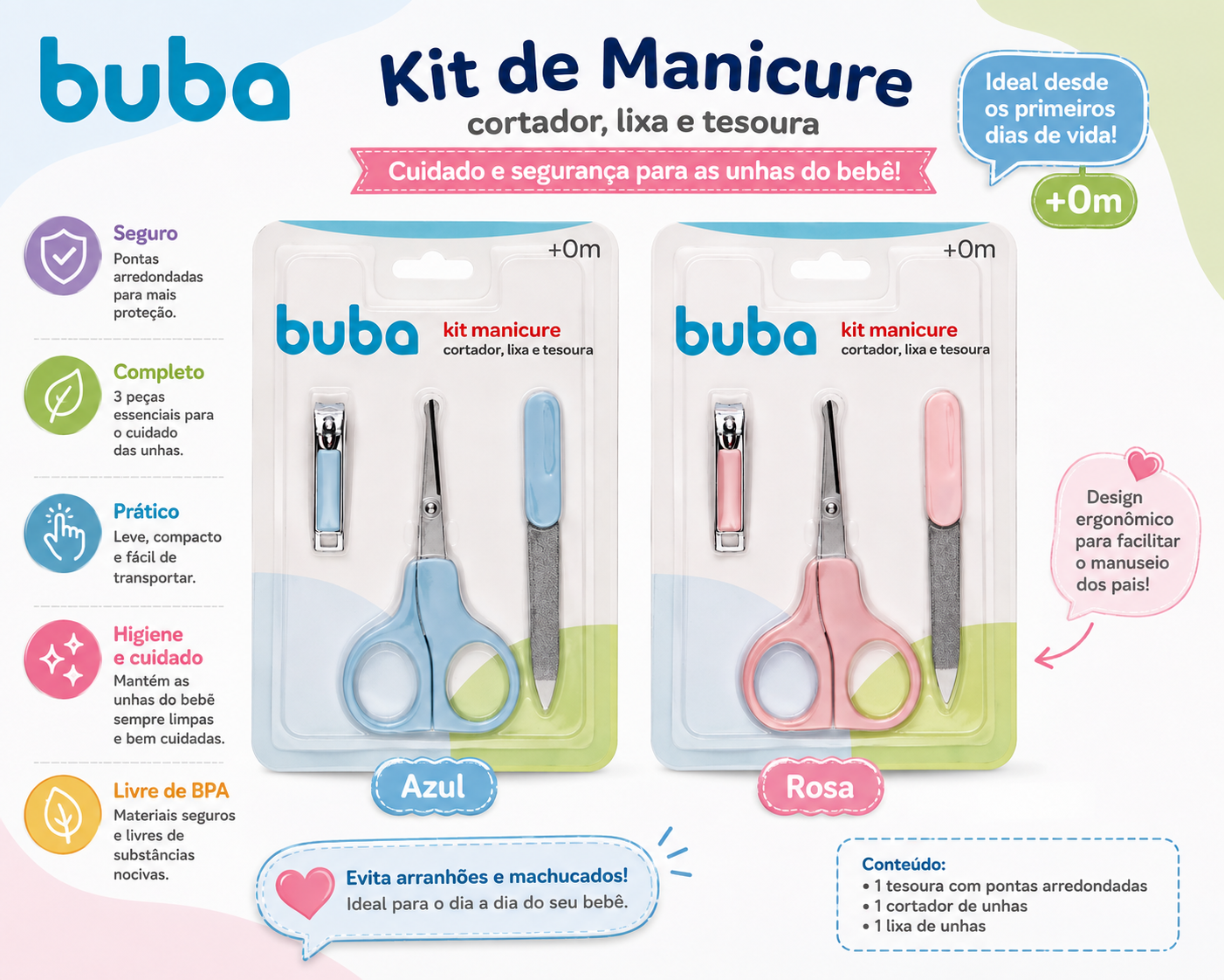 Buba Kit de Manicure para Bebé Azul / Rosa – BUB13613