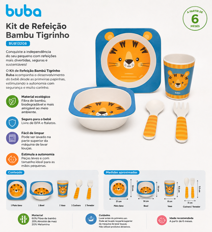 Buba Kit Refeição Bambú Tigrinho BUB13208 💚