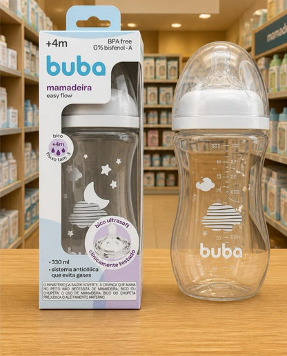 Buba Mamadera Easy Flow Nube Blanca 330ml – BUB17263 🩵🩷