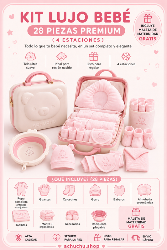 KUTOGLAMI MALETA SALIDA DE MATERNIDAD 28PCS CELESTE / ROSA A60128 🩵🩷