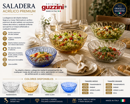 Cocina ✨ Fratelli Guzzini Saladera Acrílico Premium – Diseño Clásico Italiano 4 Colores✨