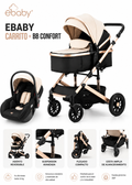 💚 EBABY CARRITO MOISÉS + BEBE SILLA COMFORT CREMA - ROSA - NEGRO 147147