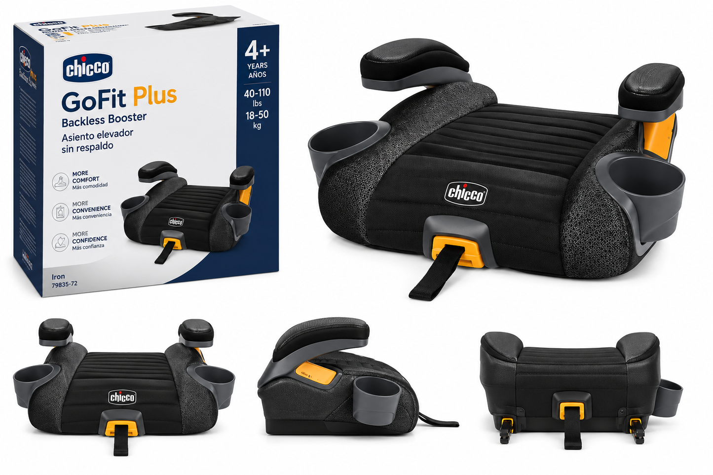 CHICCO SILLA GOFIT PLUS BOOSTER BACKLESS IRON US – 79835-72💛