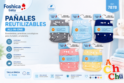 💚 Pañal Reutilizable Ajustable All-in-One 7878
