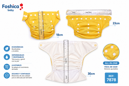 💚 Pañal Reutilizable Ajustable All-in-One 7878