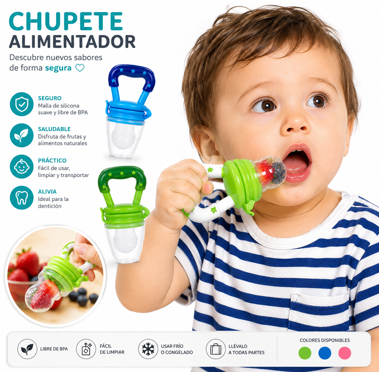 💚 Chupete Alimentador de Frutas para Bebé 4-24m 41502