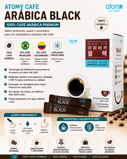 ☕ ATOMY CAFE ARÁBICA BLACK — 80 sachet