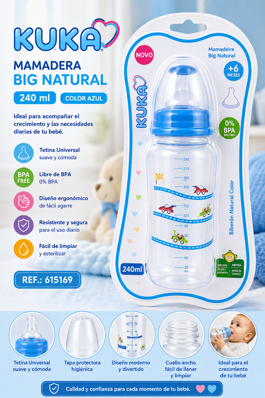 💚 KUKA Mamadera Big Natural 240 ml – Azul 615169