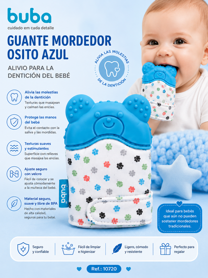 💚 Buba Guante Mordedor Osito – Protección y Alivio para la Dentición Rosa BUB10719 Azul BUB10720