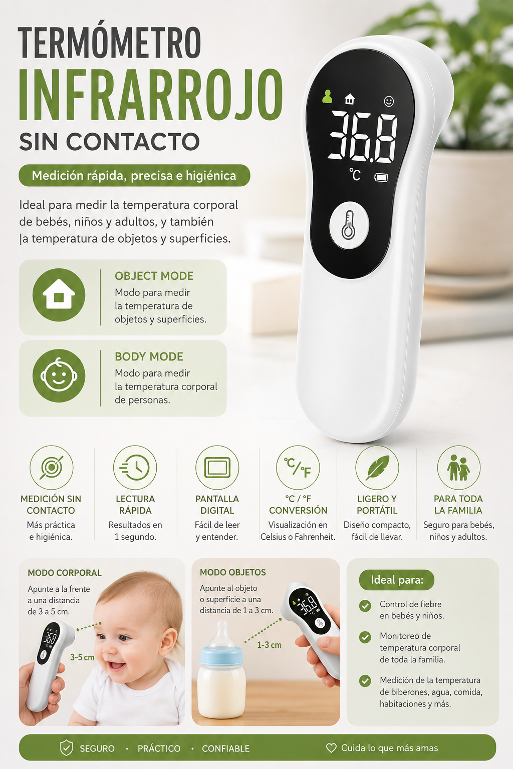 TERMÓMETRO INFRARROJO DIGITAL SIN CONTACTO 💚