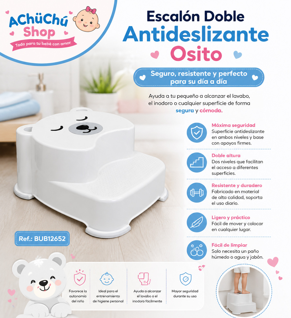 Buba Escalón Doble Antideslizante Osito BUB12652