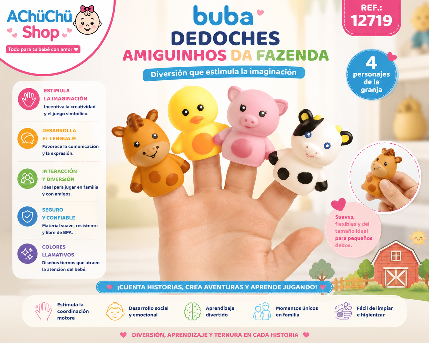 BUBA Dedoches Amiguitos de la Granja x4 BUB12719