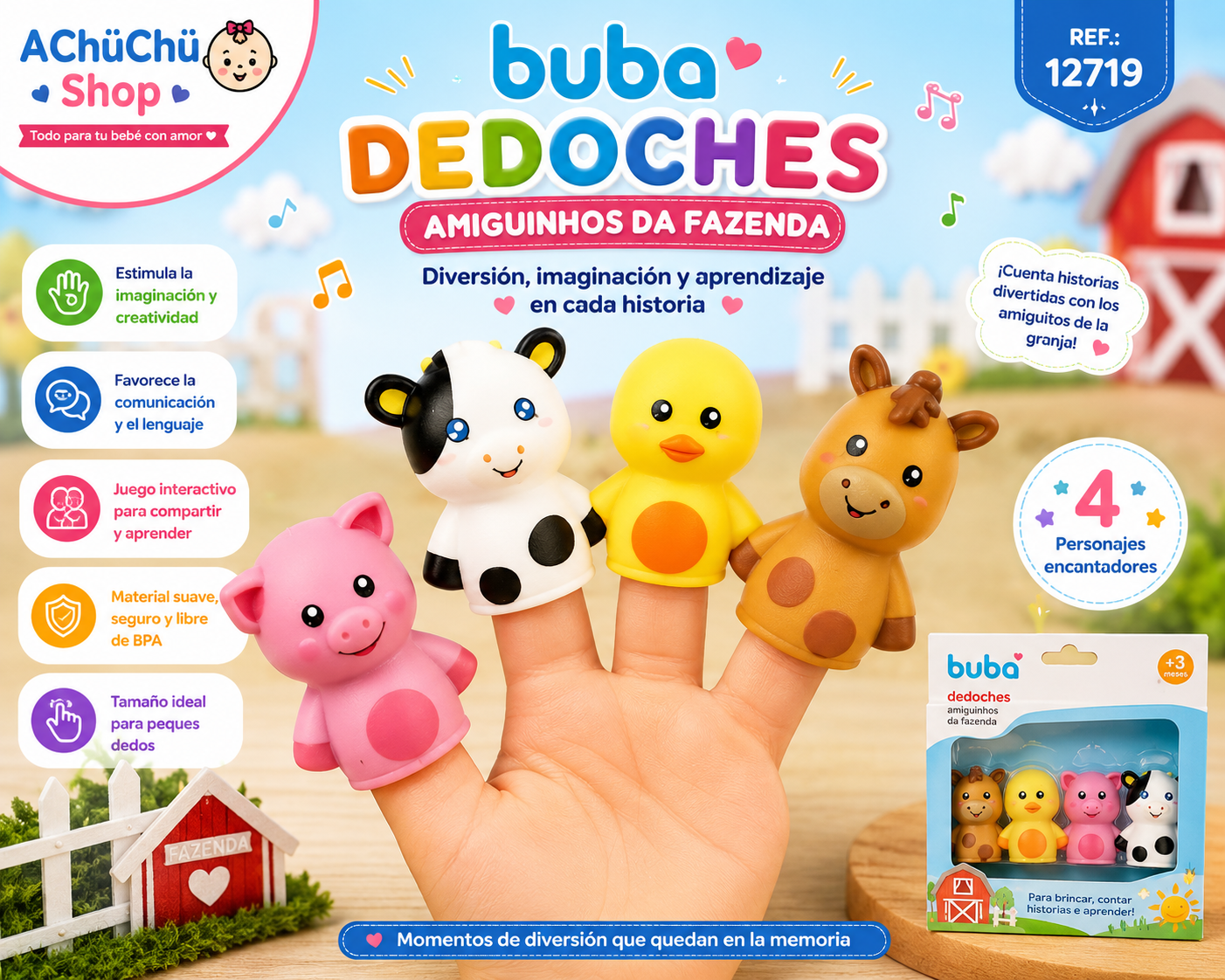 BUBA Dedoches Amiguitos de la Granja x4 BUB12719